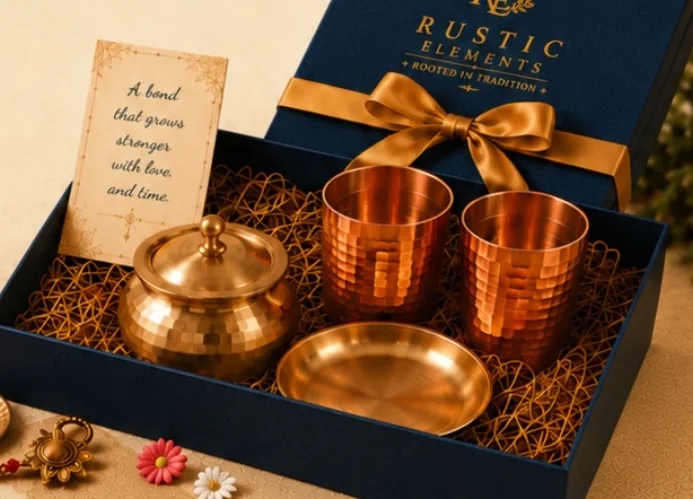 Three Dhatu gift set in a navy Rustic Elements gift box