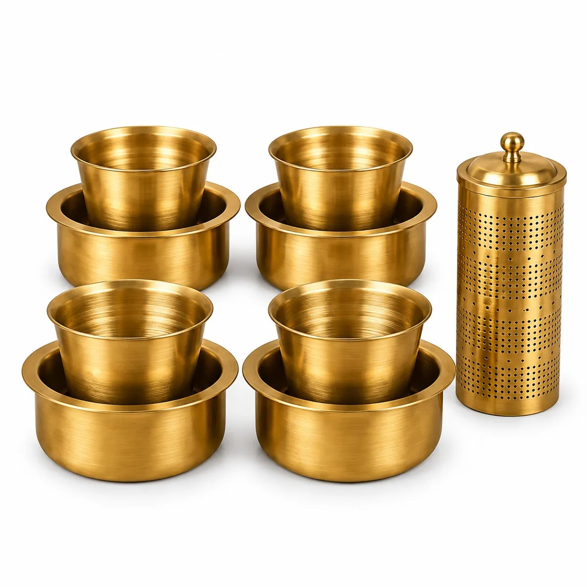 Pure Brass Coffee Dabra Set – With Filter — view 1