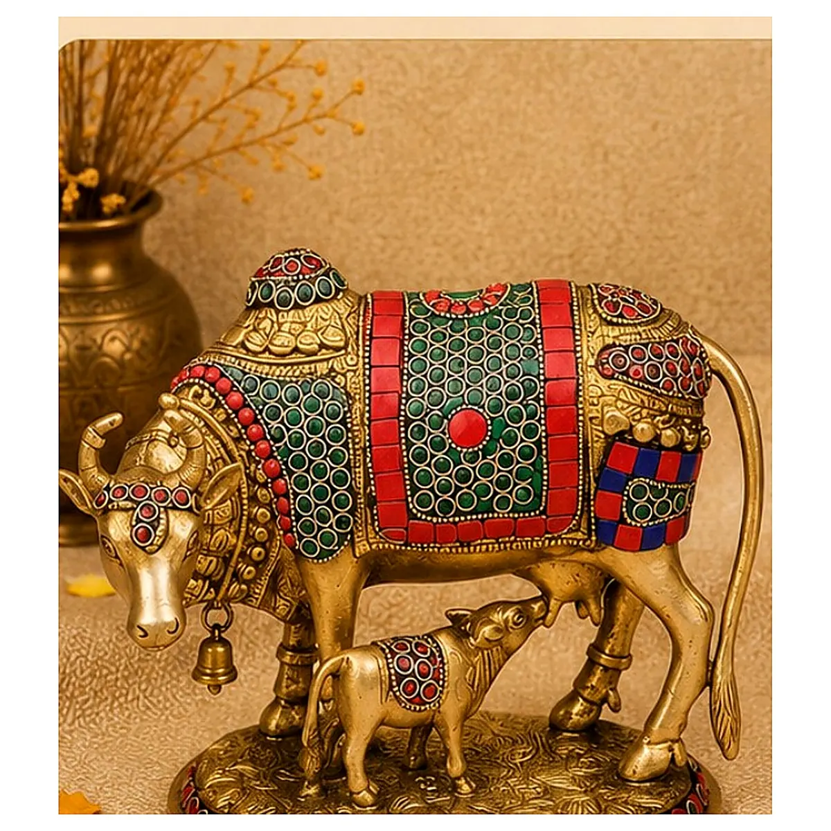 Brass Cow Statue – Cow & Calf · Small / Medium — view 1