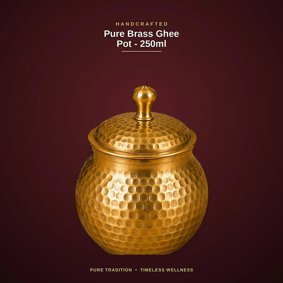 Pure Brass Ghee Pot – 250 ml · Set of 1 — view 2