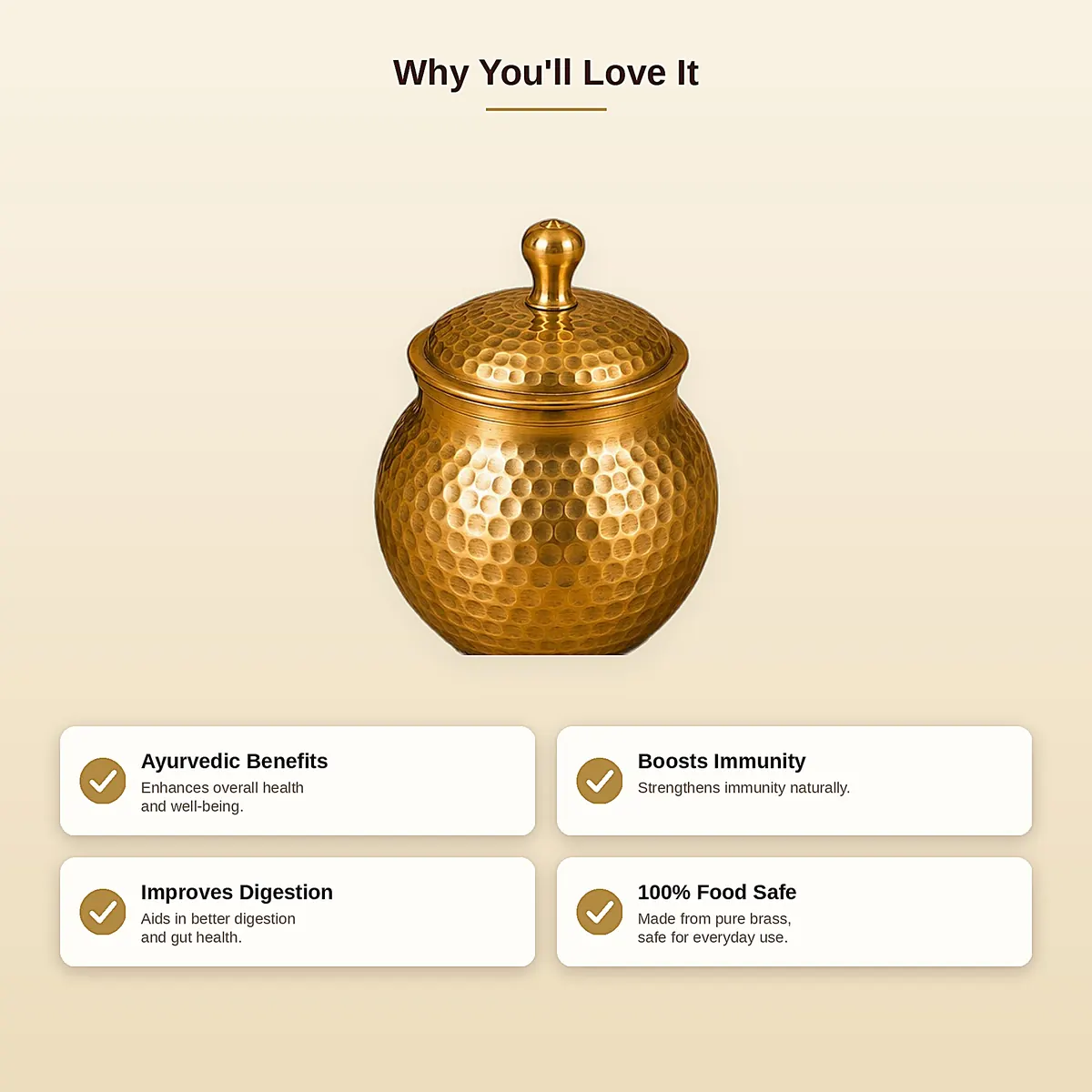Pure Brass Ghee Pot – 250 ml · Set of 1 — view 3