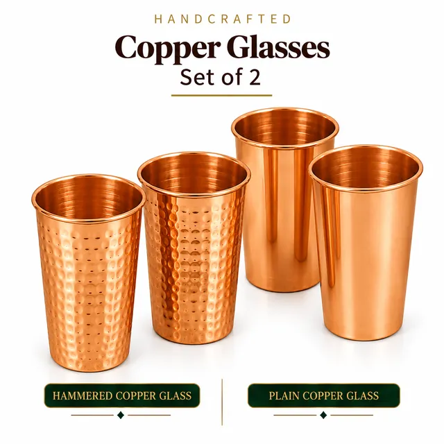 Copper Glasses – Set of 2 — handcrafted copper