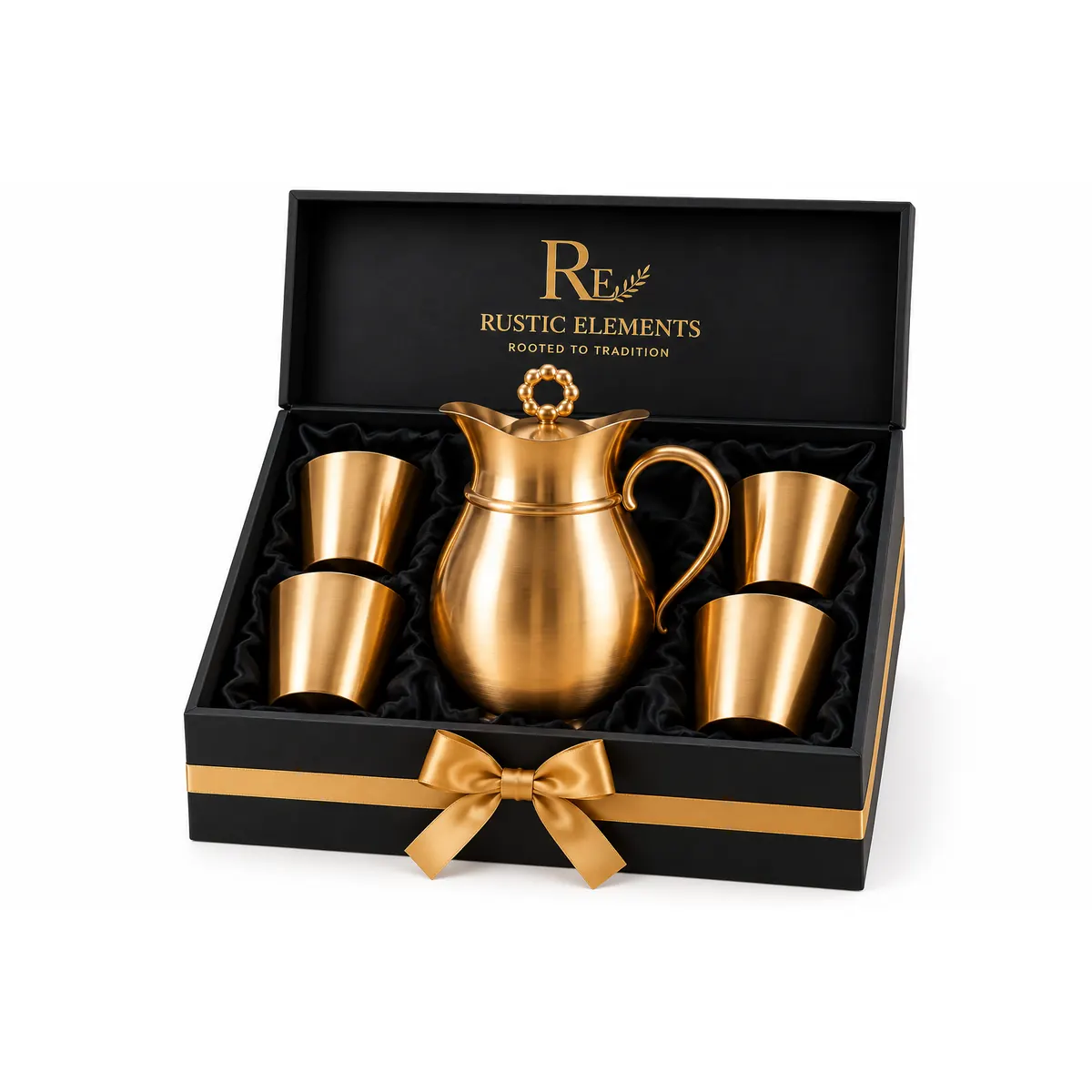Kansa Drinkware Gift Set – Jug with Glasses · Gift Boxed — view 1