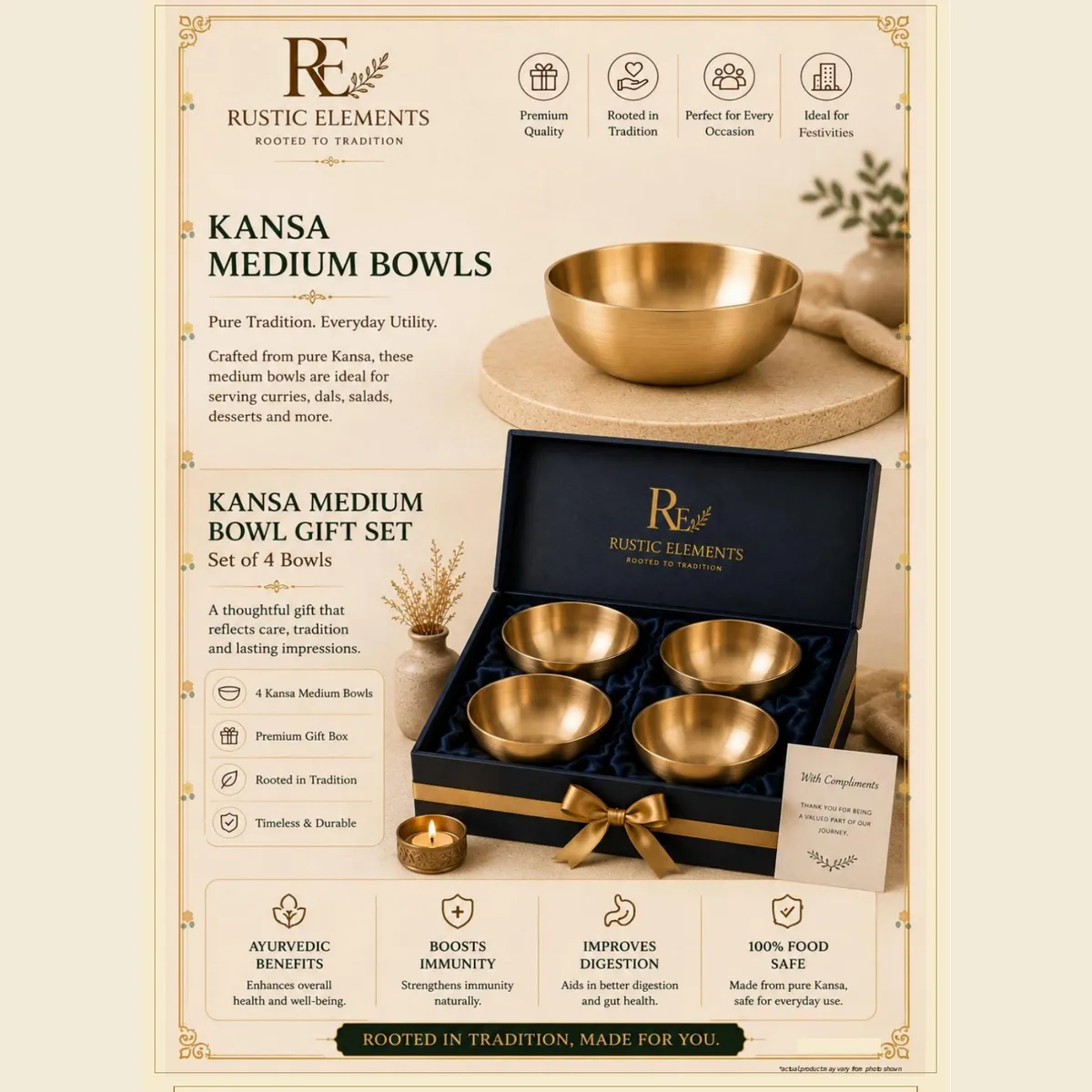 Kansa Medium Bowl Gift Set – Set of 4 · Gift Boxed — view 6