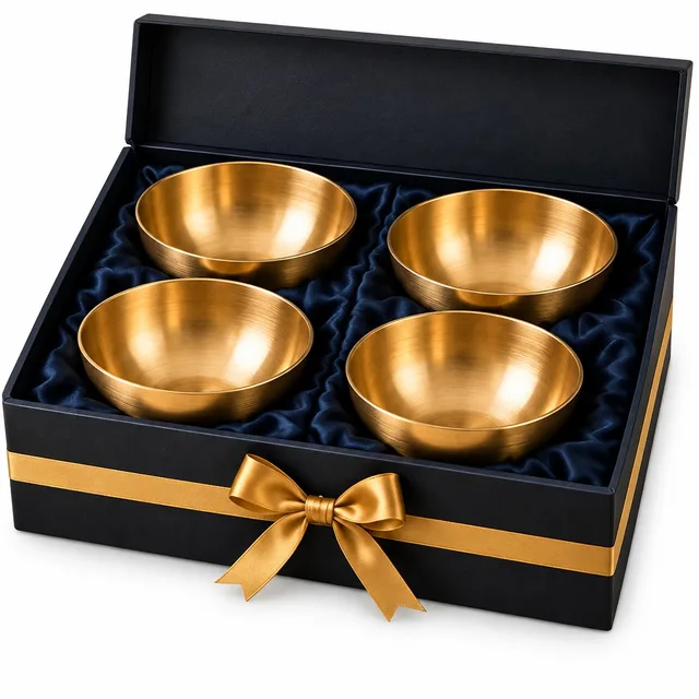 Kansa Medium Bowl Gift Set – Set of 4 · Gift Boxed — handcrafted kansa