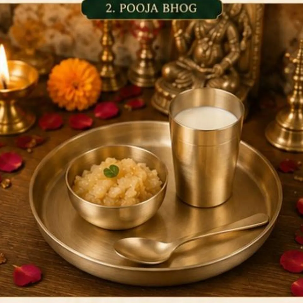 Kansa Small Thali Set – Thali, Katori, Glass & Spoon — view 2
