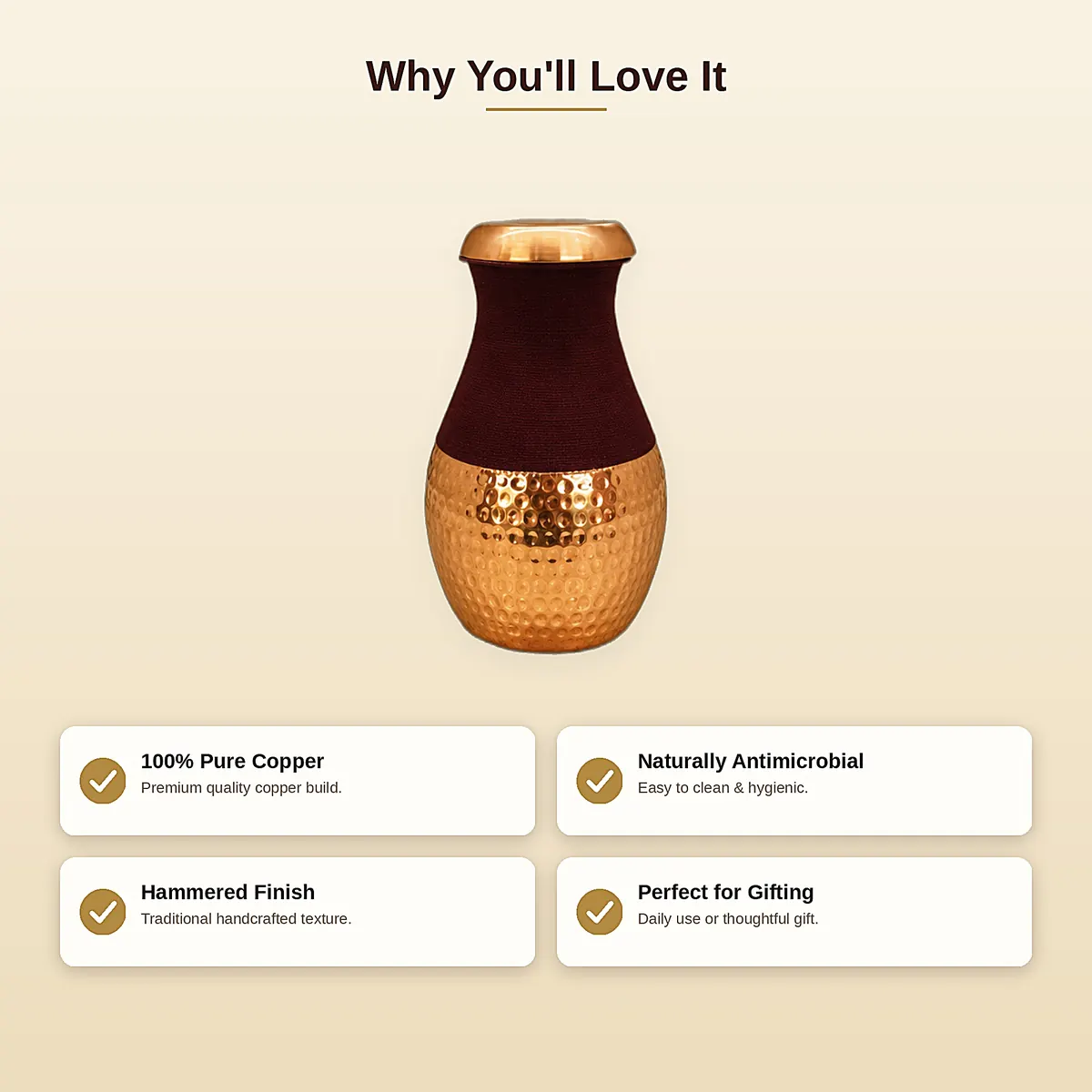 Pure Copper Jar – Rajwadi Jar · Single or with 2 Glasses — view 4