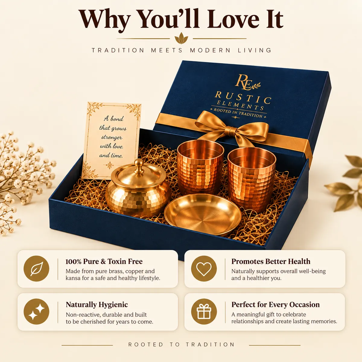 Three Dhatu Gift Set – Brass · Copper · Kansa — view 4